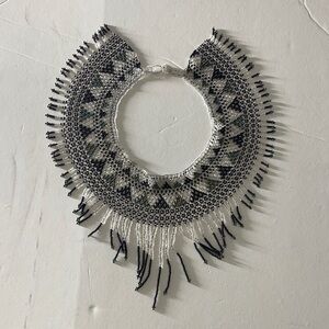 Elegant Black and White Beaded Necklace